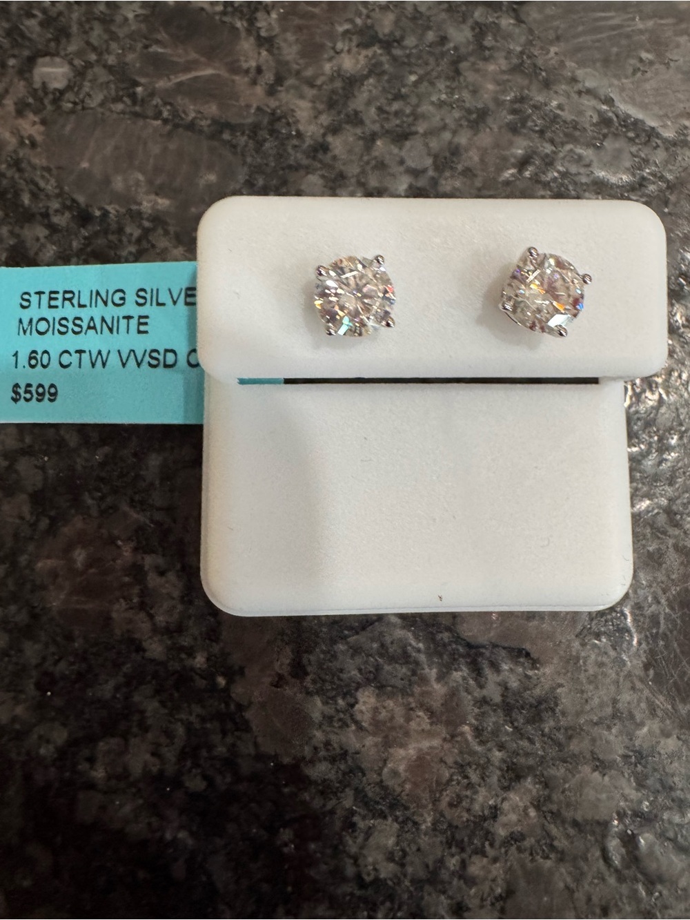 Sterling Silver Moissanite Stud Earrings - Clear